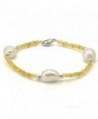 Sterling Silver 10-10.5mm White Baroque Cultured Pearl and 3-3.5mm Simulated Citrine Bracelet- 7.5" - CD116J5A0GP