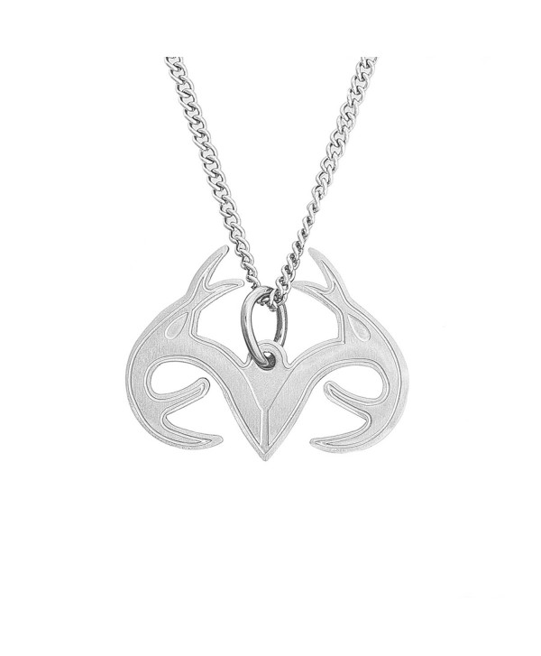 Realtree Antler Pendant Necklace Silver Stainless Steel- Licensed & Authentic - CY12081EG61