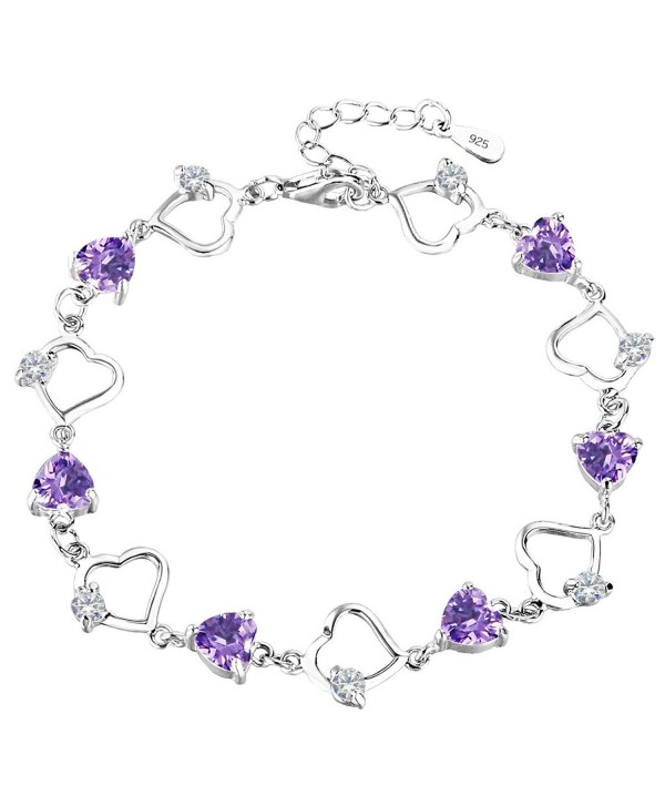 EleQueen Sterling Inspired Bracelet Extender - Amethyst Color - C8129RIWFNH