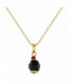 18k Gold Plated Protection Black Simulated Azabache Pendant Necklace 19" - CZ124JTYBT5