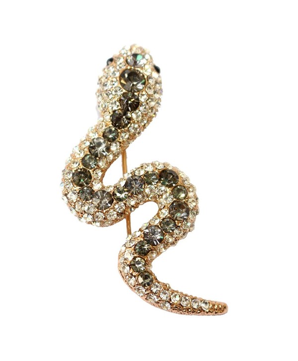 Navachi 18k Gold Plated Grey Crystal Snake Az7001b Brooch Pin - CN11VYO18JP