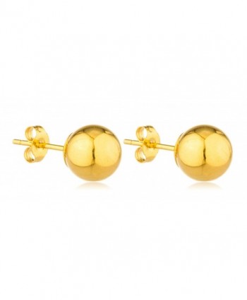 Real 14k Yellow Gold Classic Ball Earring Studs with 14k Push Backs -2mm to 10mm Available - C5129EB11W3
