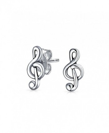 Bling Jewelry Polished Music Note Treble Clef Stud earrings 925 Sterling Silver 10mm - CH11FESVLBH