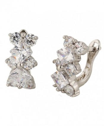 YAZILIND 18K Silver Plated Shining Crystal Rhinestone Shambhala Earrings Clip for Women Charm Jewelry - White - CV12KK64R59