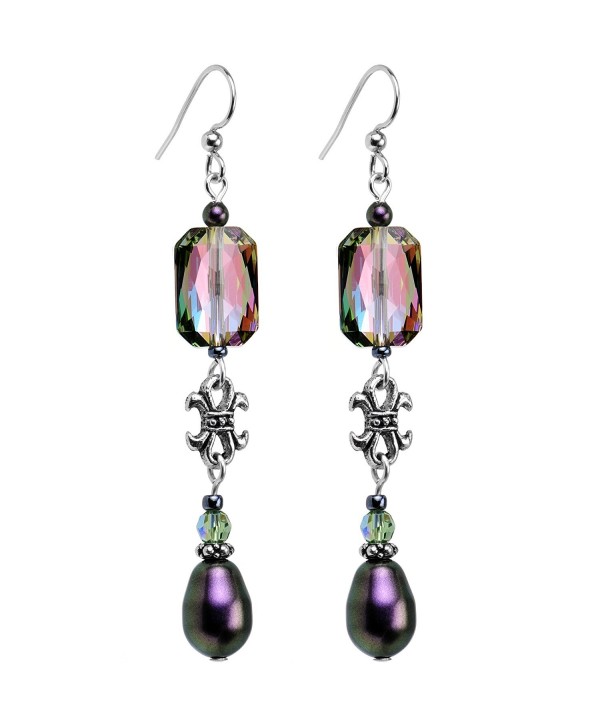 Body Candy Handcrafted Silver Plated Iridescent Tiered Drop Earrings Created with Swarovski Crystals - CP12BNKHZIR