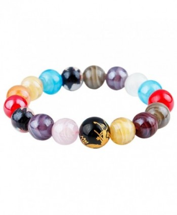 SUNYIK Genuine Semi Precious Gemstone Healing Crystal Stretch Bracelet - Lampwork Glass-Dragon Bead(12mm) - C612GEHF8R9