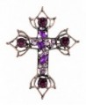 Alilang Gunmetal Tone Purple Rhinestones Antique Vintage Inspired Holy Cross Brooch Pin - CI113AH2BUD