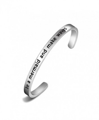 WUSUANED Be a Mermaid and Make Waves Inspirational Messaged Cuff Bangle Bracelet - Be a mermaid and make waves - C9185SGZTCQ