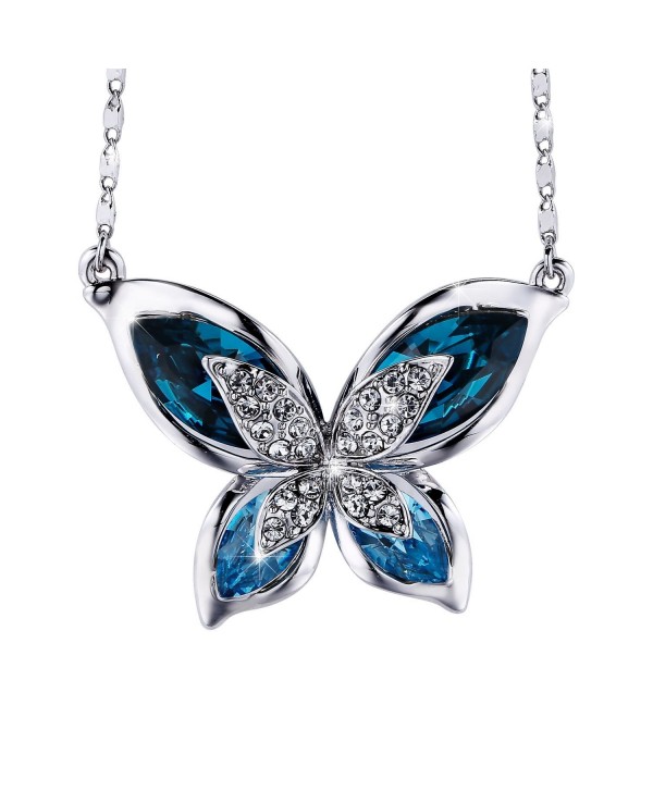 Butterfly Pendant Necklace Womens Blue Swarovski Crystal Sterling Silver  Ginger Lyne Collection - Walmart.com