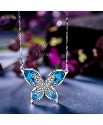 SIVERY Butterfly Necklace Swarovski Crystals in Women's Pendants