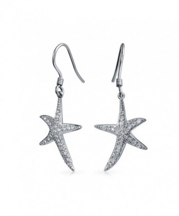 Bling Jewelry CZ Pave Starfish Dangle Earrings 925 Sterling Silver - C5113XIZBIJ