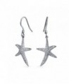 Bling Jewelry CZ Pave Starfish Dangle Earrings 925 Sterling Silver - C5113XIZBIJ