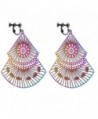 Clip On Earrings Geometric Colorful Tassel Earrings Dangle Black Plated Proms Gift - CG1887HEHQ6