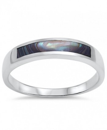 Abalone Design Band .925 Sterling Silver Ring Sizes 5-11 - CZ1263019VB