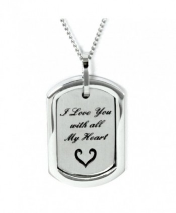 I Love You With All My Heart Pendant Necklace - Stainless Steel Necklace - Love Jewelry Commitment Gifts - CK11554J5OZ