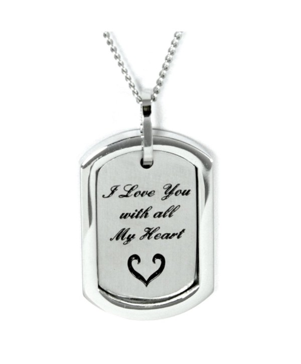 I Love You With All My Heart Pendant Necklace - Stainless Steel Necklace - Love Jewelry Commitment Gifts - CK11554J5OZ