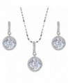 EVER FAITH 925 Sterling Silver CZ Gorgeous Round Cut Wedding Pendant Necklace Earrings Set - A-Clear - CP1200EU2XH