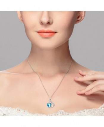 EleQueen Sterling Zirconia Necklace Aquamarine in Women's Pendants