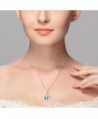 EleQueen Sterling Zirconia Necklace Aquamarine in Women's Pendants