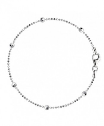 Bead Link Chain Anklet In Sterling Silver - CT119T8A9NN