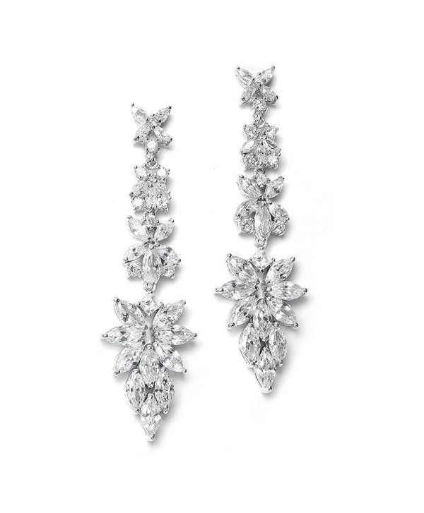 Mariell Luxurious Bridal Statement Earrings with Marquis Cut CZ Clusters - Wedding or Pageant Chandeliers - CH122YONH01