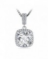 JewelryPalace Cushion 3ct Cubic Zirconia Halo Solitaire 925 Sterling Silver Pendant Necklace 18 Inches - CI12EJ9FFD1