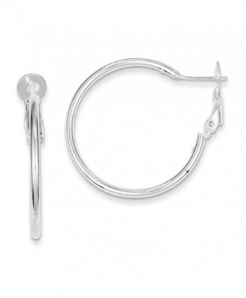 Sterling Silver Omega Back Hoop Earrings (0.98 in x 0.08 in) - CN11DJXKONP