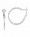 Sterling Silver Omega Back Hoop Earrings (0.98 in x 0.08 in) - CN11DJXKONP