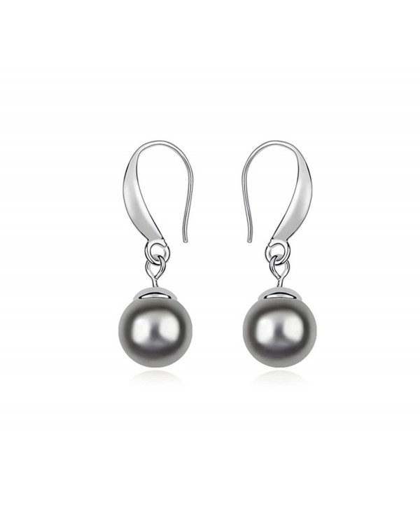 ufengke Fashion Single Austrian Pearl Drop Earrings White Gold Plated Women Girls Gift - Dark Gray - CT11VRKNKRT