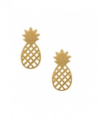 Spinningdaisy Handcrafted Brushed Metal Cute Pineapple Stud Earrings - C911XPZTYDN