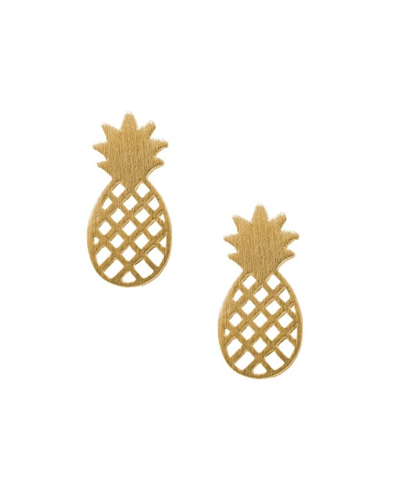 Spinningdaisy Handcrafted Brushed Metal Cute Pineapple Stud Earrings - C911XPZTYDN