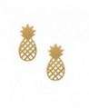 Spinningdaisy Handcrafted Brushed Metal Cute Pineapple Stud Earrings - C911XPZTYDN