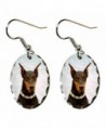 Canine Designs Doberman Pinscher Scalloped Edge Oval Earrings - C5117521KLB