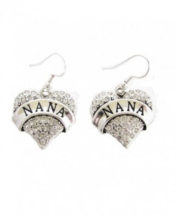 Nana Heart Clear Crystals Silver French Hook Earrings Jewelry - CH11FH179SP