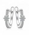 JewelryPalace Flower Cubic Zirconia Anniversary Huggie Hoop Earrings 925 Sterling Silver - CP12FANH1QN
