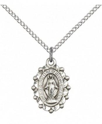 Sterling Silver Miraculous Pendant with 18" Stainless Steel Lite Curb Chain. - C312836JBVD