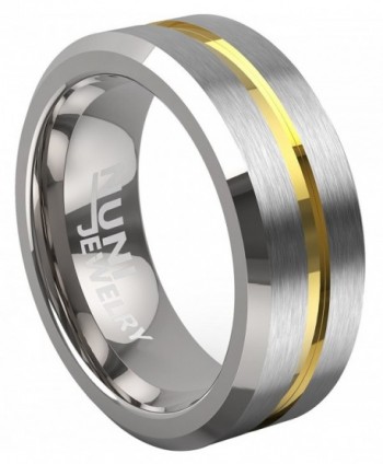 Tungsten Ring By Nuni Jewelry: Elegant 8mm Wedding Band For Men And Women-Comes In A Protective Velvet Pouch - C712O7CAK0G