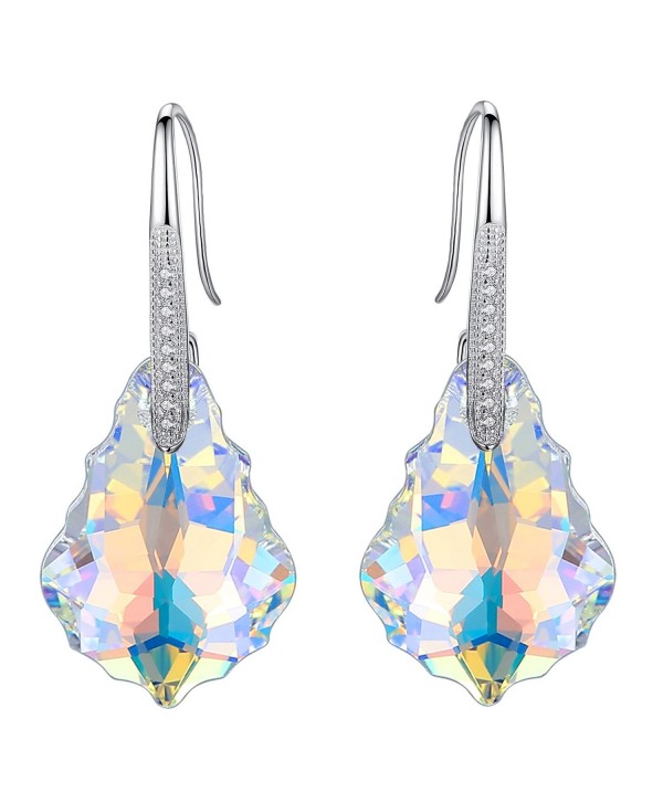 EleQueen Sterling Earrings Iridescent Swarovski - Iridescent Aurora Borealis AB - CC12IDA02MZ