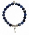 EvaDane Natural Sodalite Gemstone Rope Bead Key Charm Stretch Bracelet - CG18676ZINY