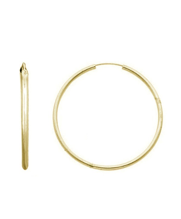 14K Solid Yellow Gold Hoops Endless Hoop Earrings 21mm - CB11FQOB3J9