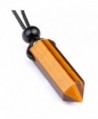 Lucky Crystal Point Healing Powers Amulet Pendant Necklace in Tiger Eye Gemstone - CW115XYHX5P