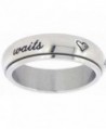 Solid Rock Jewelry STAINLESS STEEL CURSIVE "true love waits" WITH HEARTS SPIN RING STYLE 389 - C611EUW4H7X