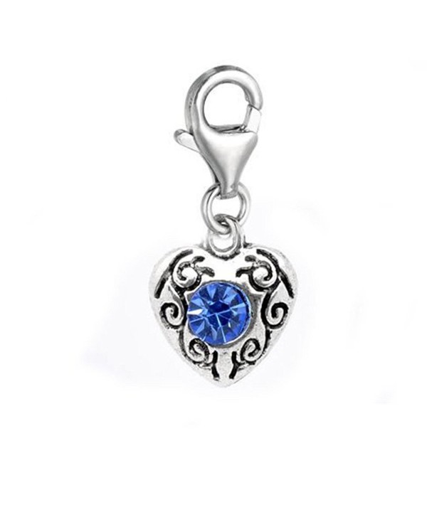 September Birthstone Heart Charm for European Clip on Charm Jewelry w/ Lobster Clasp - CE11EUV5RZZ