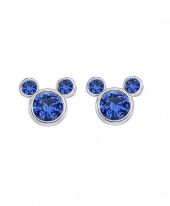 Simulated Blue Sapphire Mickey Mouse Stud Earrings In 14K Gold Over Sterling Silver - CW12O1JGBAA