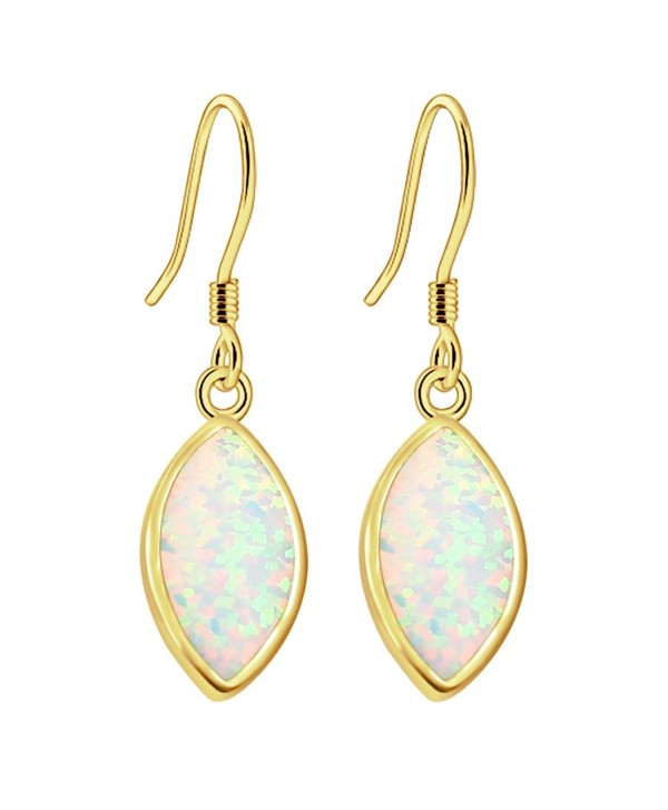 Sinlifu Gemstone Hot Women Australian Opal Silver Marquise Earring Dangle Hook Earrings - Yellow:White Opal - CR120NFHUND