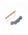 Ear Climber Crawler Cuff Earrings Turquoise Rose Gold Plated - CB184UC3OMU
