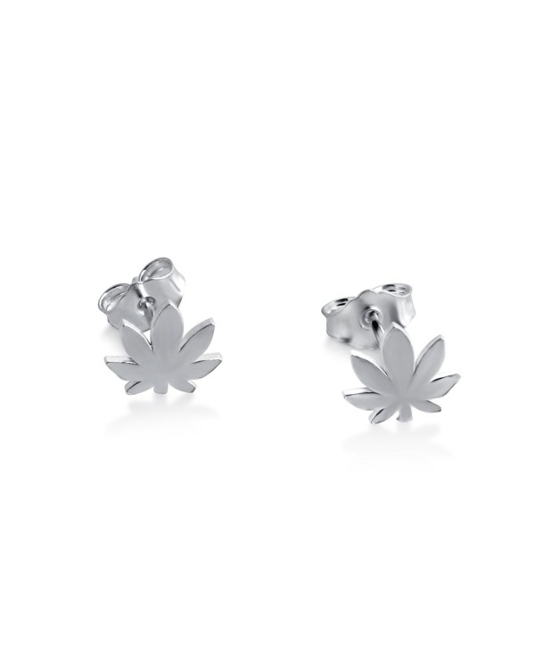 Azaggi Sterling Silver Handcrafted Cannabis Stud Earrings - C312G60IJZH