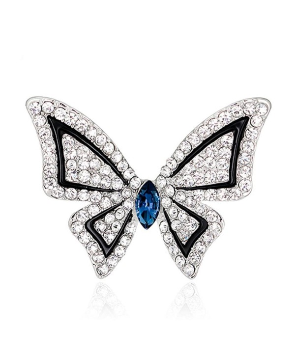 SANWOOD Women's Butterfly Rhinestone Brooch Pin Wedding Bridal Bouquet Jewelry (Silver) - C717YRCYL8T