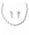 Rhinestone White Zig Zag Design With Mini Pearls Bridal Necklace Earring Set - CO116GDLTUR