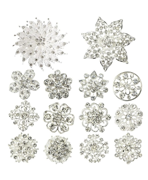 kilofly 14pc Bridal Rhinestone Crystal Flower Bouquet Corsage Wedding Brooch Pin - C012H6E4AOZ